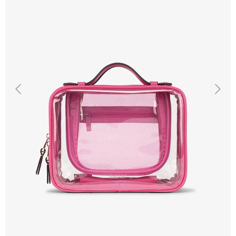 Calpak Medium Clear Cosmetics Case in Dragonfruit